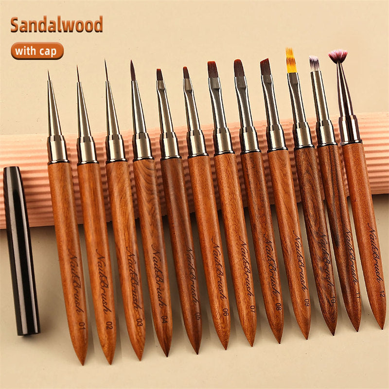 Beakey 12PCS Nail Brush Set with Snap-on Leather Bucket for Drawing Painting Sculpting