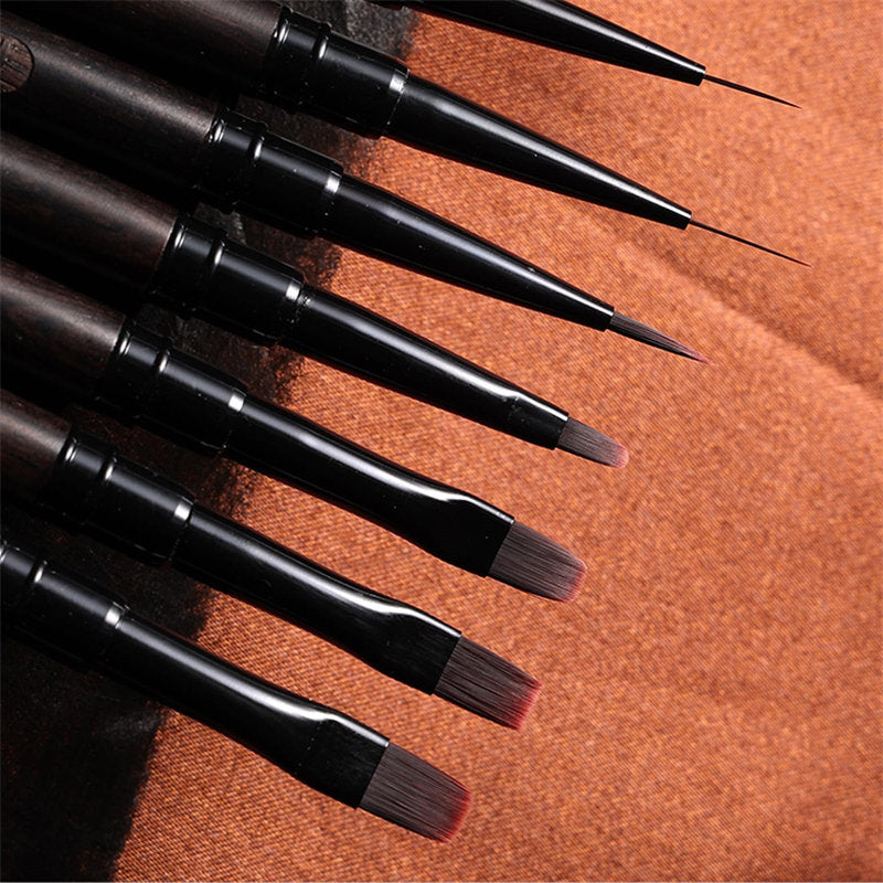 Beakey 10PCS Nail Brush Set Gel Polish Nail Art Drawing Pen with Snap-on Leather Bucket