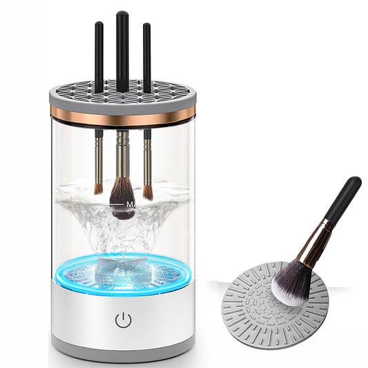 Beakey 2 IN 1 Electric Makeup Brush Cleaner Deep Cleaning All Types of Brushes with Silicone Pad-White