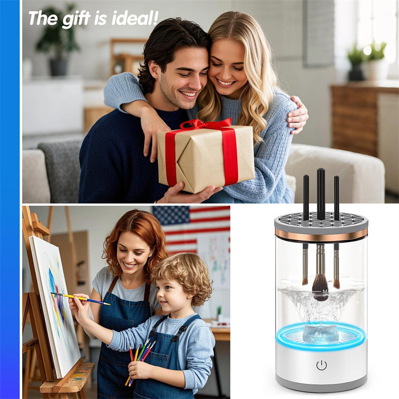 Beakey 2 IN 1 Electric Makeup Brush Cleaner Deep Cleaning All Types of Brushes with Silicone Pad-White