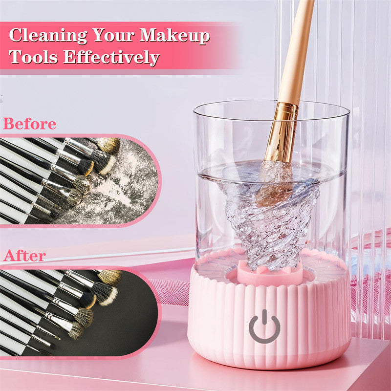 Beakey 2 IN 1 Electric Makeup Brush Cleaner Deep Cleaning All Types of Brushes for Makeup Lovers-Pink