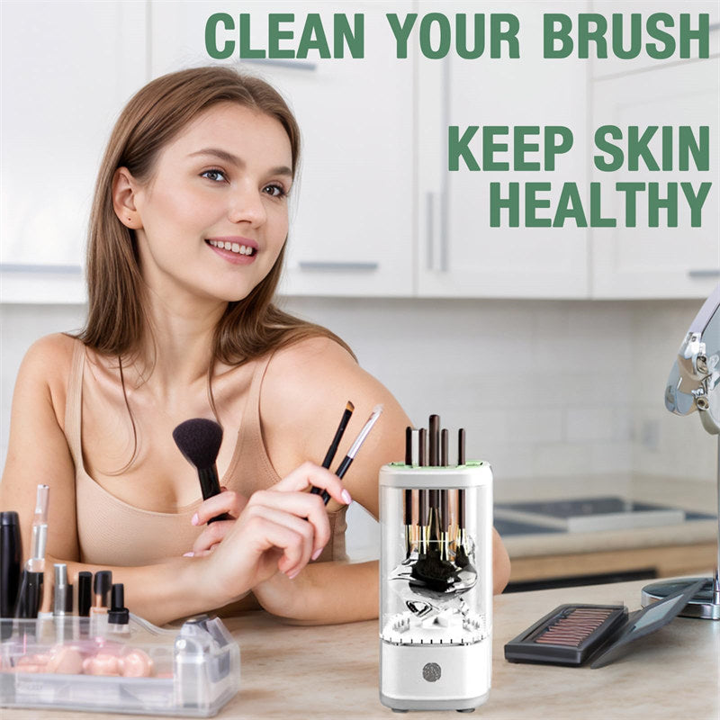 Beakey 3in1 Electric Makeup Brush Cleaner Spinning Washer Drying Sterilizing for Beauty Lovers-White