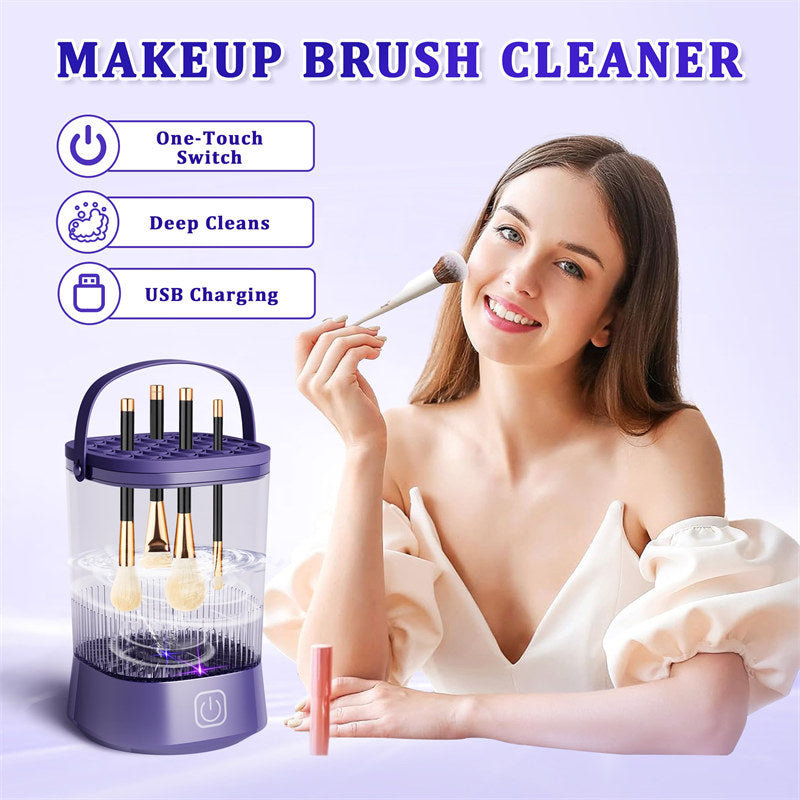 Beakey Automatic Maku Up Brush Cleaning Machine with 1200 mAh Battery-Purple