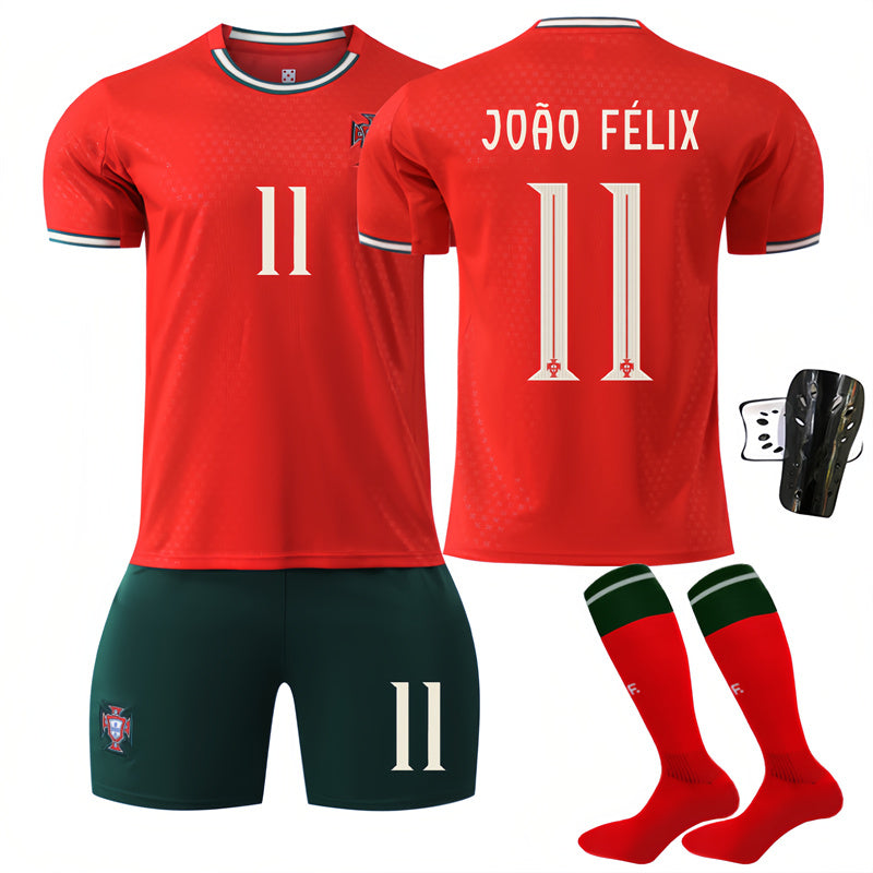 Beakey Portugal Home Jersey JOAO FELIX #11 Soccer Jersey Kids Adult 4Pcs Jersey Kits