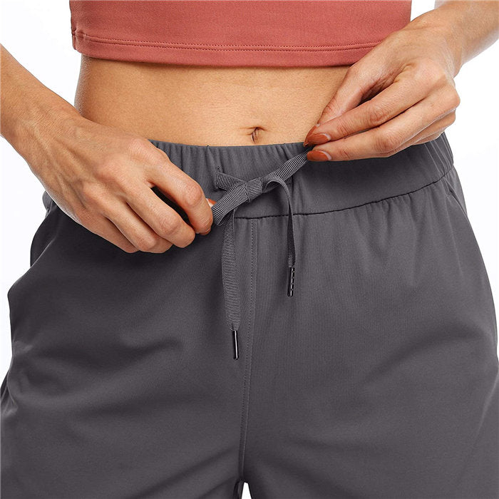 Beakey Women's Yoga Lounge Lace-up Shorts Comfy Casual Shorts With Pockets-Dark Gray-2022