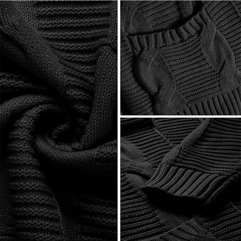 Beakey Womens Long Sleeve Cable Knit Cardigan Sweater Mid Length Coat-Black
