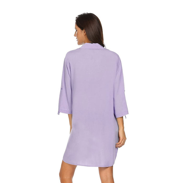 Beakey Women's Swimsuit Beach Cover Up Shirt Bikini Beachwear Bathing Suit Beach Dress - Light Purple