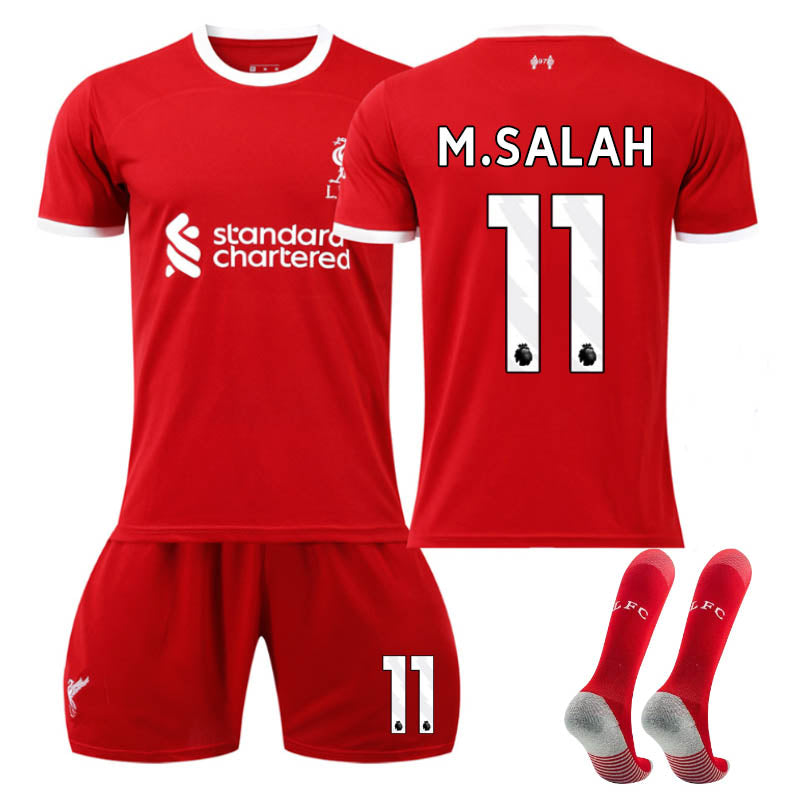 Beakey Liverpool Home Jersey M.SALAH #11 Soccer Jersey Kids Adult 3-Pieces Jersey Kits