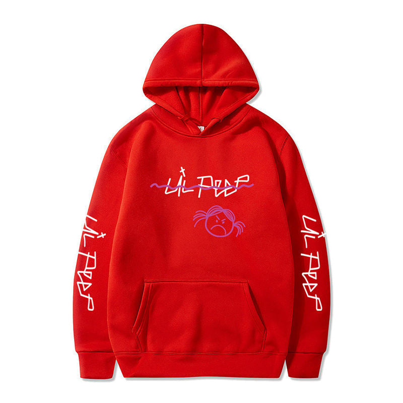 Beakey Unisex Hoodie for Winter with Front Pocket Letter Print Sweatshirt-RedA