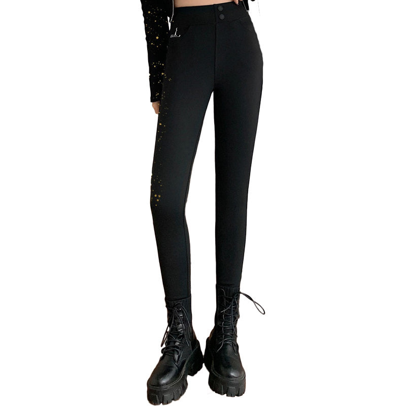 Beakey Fashion Womens Leggings Emulsion Anti-Mite Thicken Workout Pants-Black