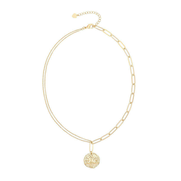 Beakey Simple Cute Long Pendant Necklace Oval Link Choker Double Layer Jewery-Stars And Moon2-GL-0023A
