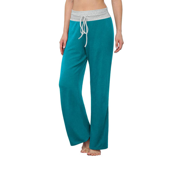 Beakey Women's Comfy Pajama Pants Casual Stretch Pant Drawstring Wide Leg Pants-Lake Blue-0881