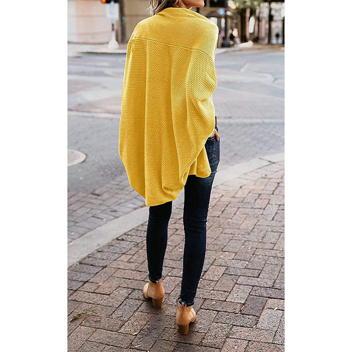 Beakey Women's Batwing Knitted Oversized Slouchy Solid Cardigan Sweater Knit Outwear-Yellow
