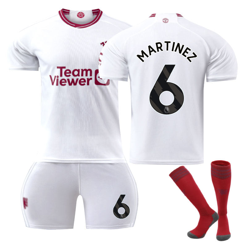 Beakey Red Devil Man Utd Second Away Jersey MARTINEZ #6 Soccer Jersey Kids Adult 3Pcs Jersey Kits