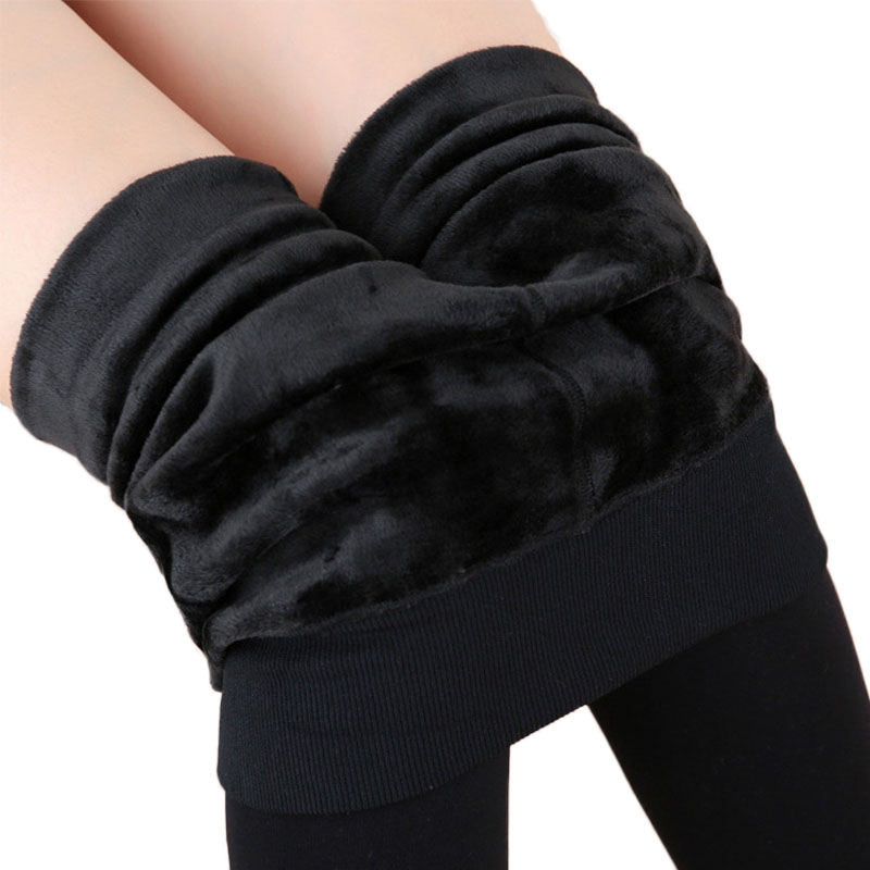 Beakey Winter Warm Fleece Lined Elastic Leggings Pants for Women-Black