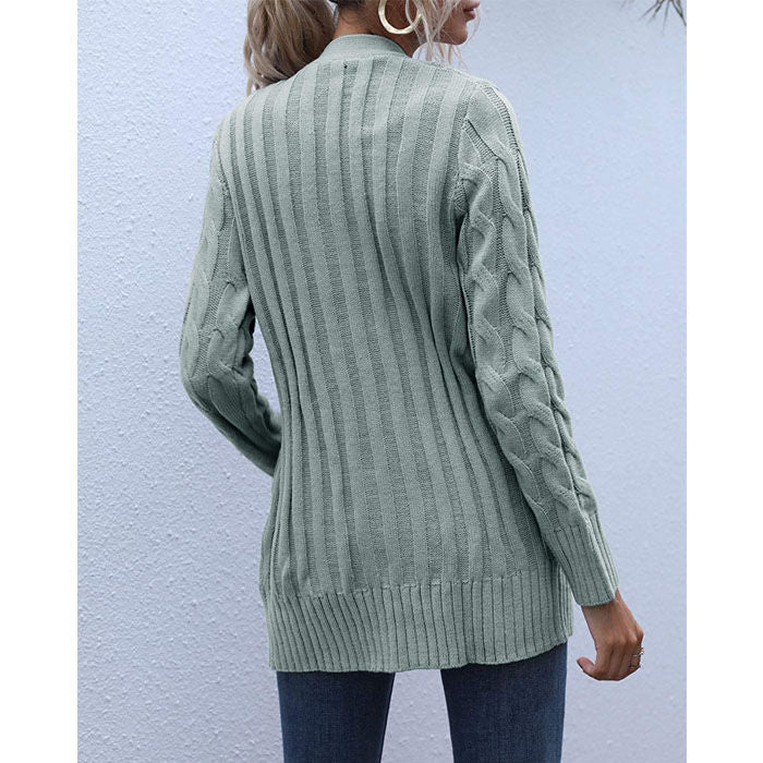 Beakey Women's Winter Keep Warm Long Sleeve Knit Sweater Cardigan Button Loose Outerwear-Green-YL220187