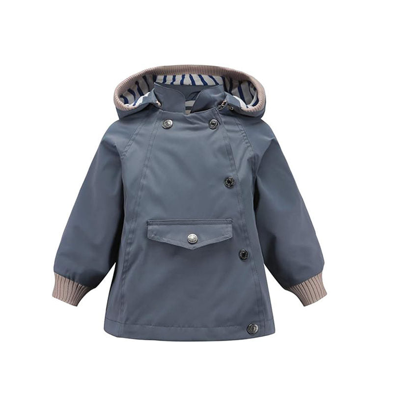 Beakey Kids Rain Jacket with Removable Hood Windproof for Spring Fall-Grey