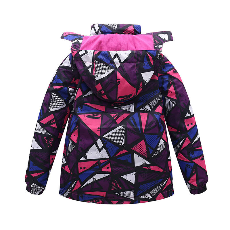 Beakey Girls Boys Windbreaker Fleece Lining Waterproof Hooded Jacket-Purple