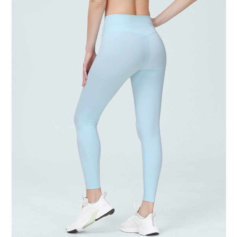 Beakey Womens Yoga Pants Breathable Naked Feeling Fitness Leggings-Light Blue