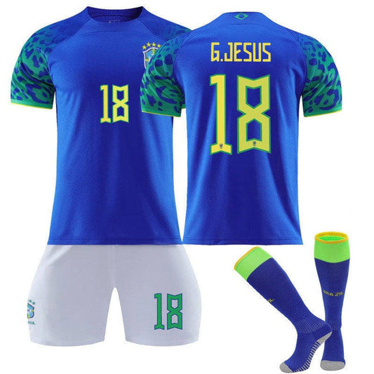 Beakey G.JESUS #18 Brazil Away B-Jersey 2022/23 Soccer B-Jersey Kit Football T-shirt Set For Adult Kids