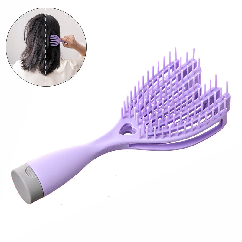 Beakey Hollow Out Hair Comb Dry Wet Use High Flexibility for Travel-Purple