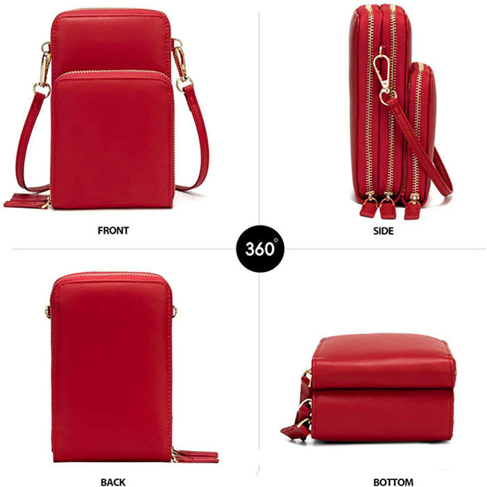 Beakey Crossbody Phone Bag for Women Small Shoulder Bag Cell Phone Wallet Purses and Handbags with 14 Credit Card Slots-Red