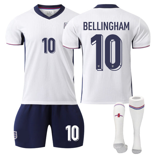 Beakey BELLINGHAM #10 England Home Jersey Soccer Jersey Kit Football T-shirt Set for Adult Kids