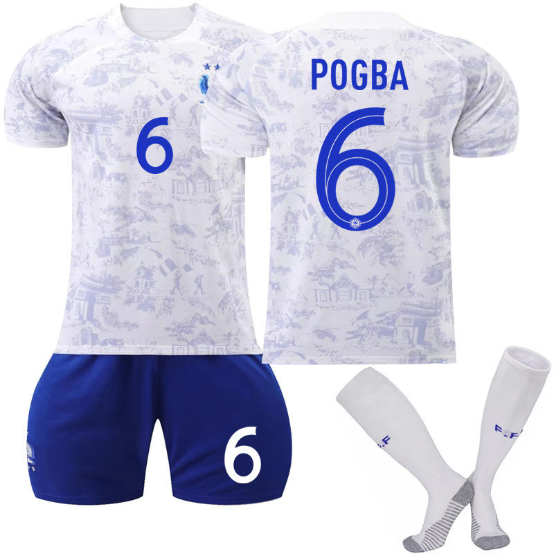 Beakey France National Team Away Jersey 2022-23 POGBA #6 Soccer Jersey for Kids Adult
