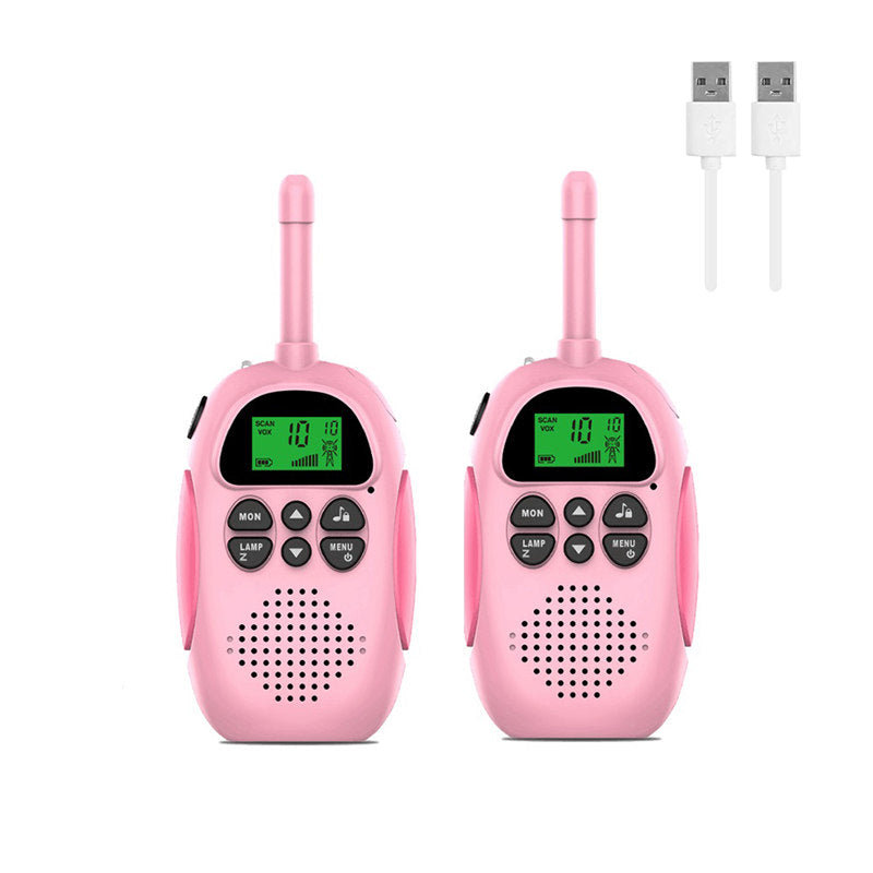 Beakey 2 Pcs Kids Walkie Talkies Rechargeable 22 Channels 2 Way Radio-Pink