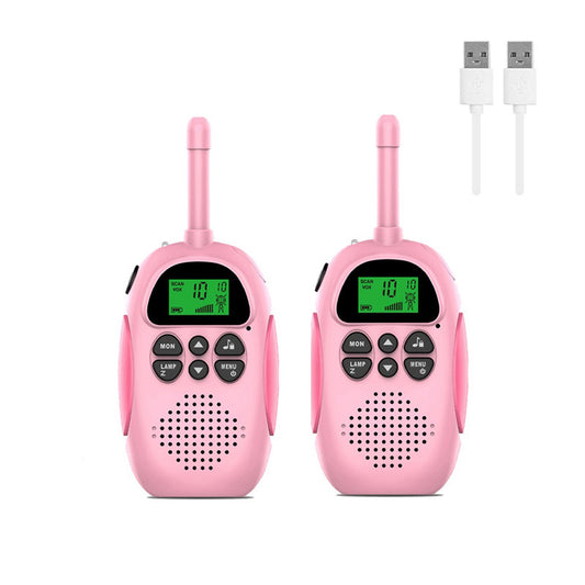 Beakey 2 Pcs Kids Walkie Talkies Rechargeable 22 Channels 2 Way Radio-Pink