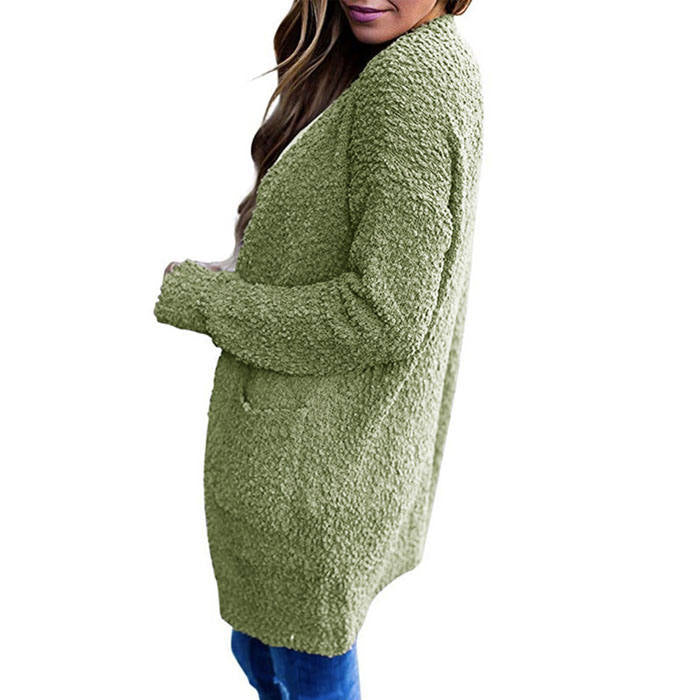 Beakey Women's Winter Long Sleeve Soft Chunky Knit Sweater Cardigan Outwear-Green-YL1305
