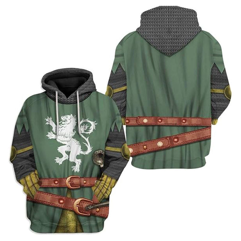 Beakey Medieval Knight Hoodie for Women Men Classic 3D Printed Sweatshirt-F