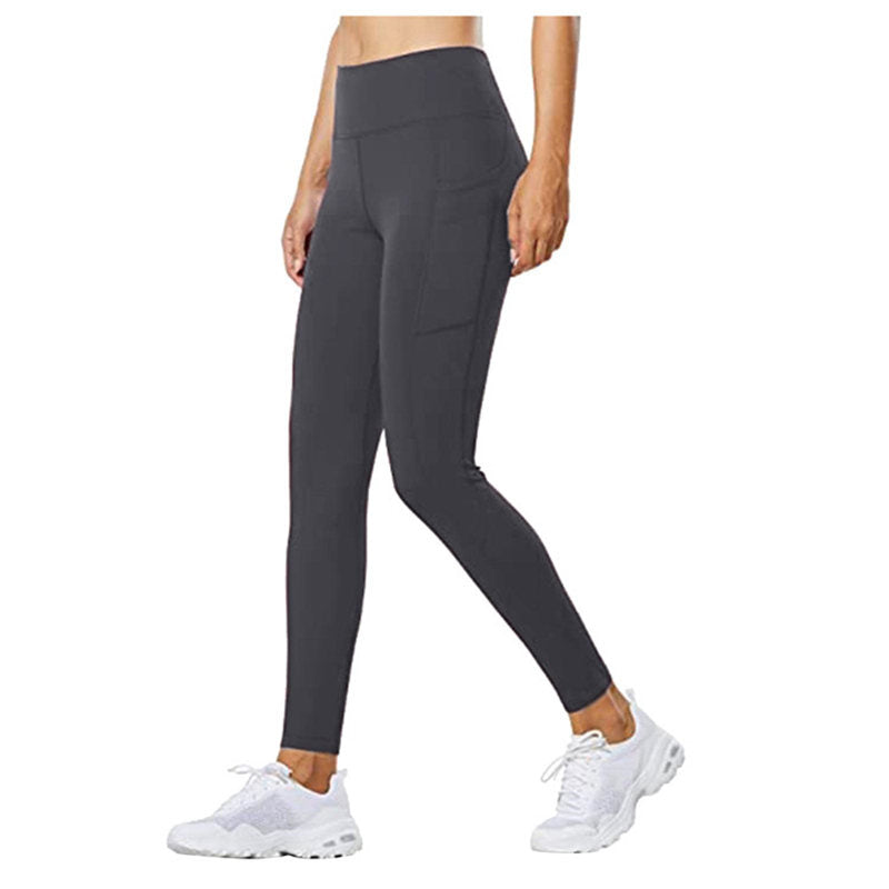 Beakey Womens High Waist Yoga Pants with Pockets Fashionable Leggings-Grey