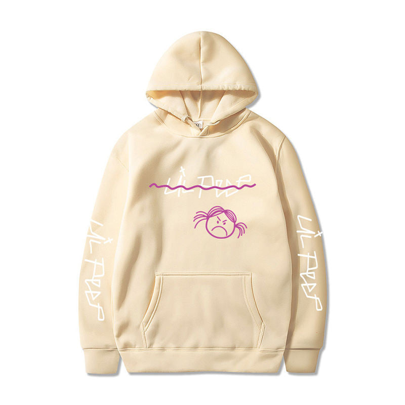 Beakey Unisex Hoodie for Winter with Front Pocket Letter Print Sweatshirt-KhakiA