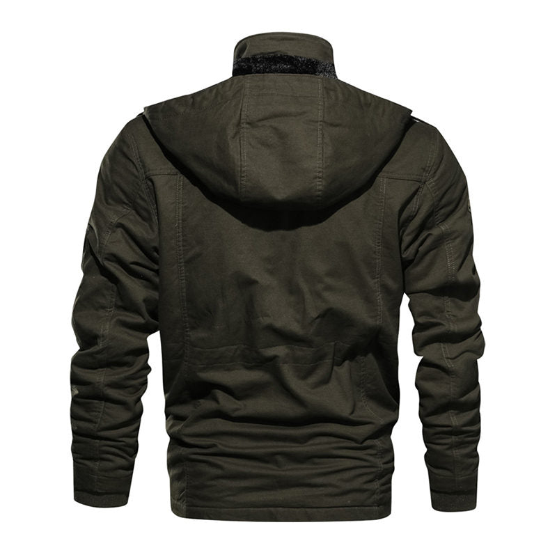 Beakey Mens Winter Jacket Cotton Fleece Lined Military Coats with Hood-ArmyGreen