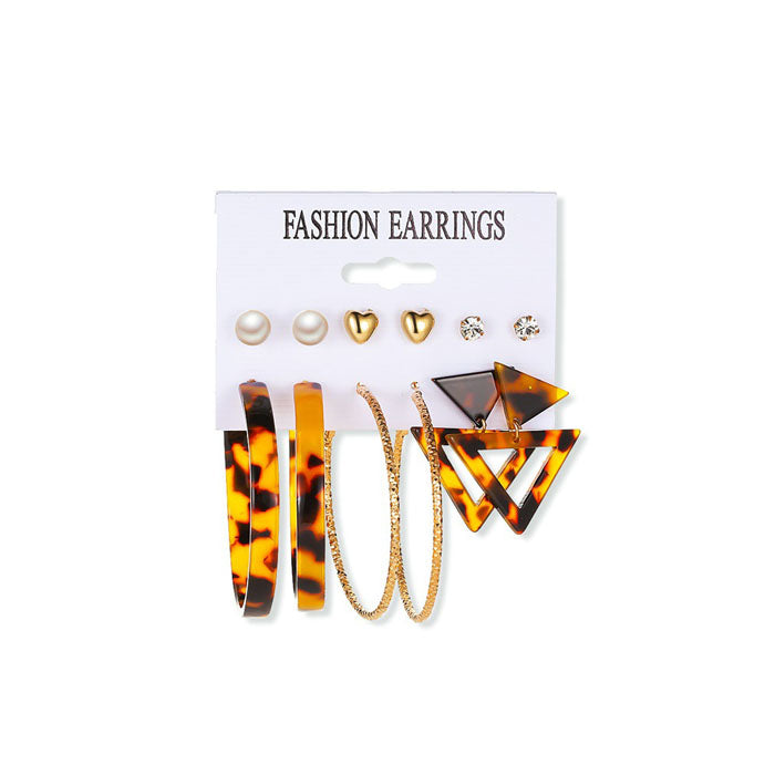 Beakey 6 Pairs Fashion Earrings Set with Tassel Dangle Hoop Earrings Colorful Statement Earrings Studs-(Style 4)