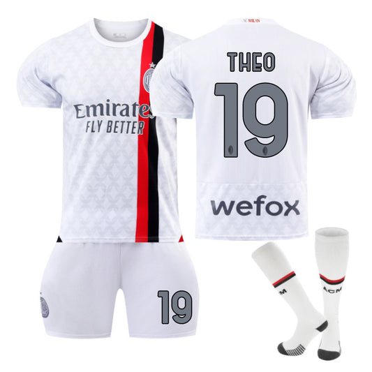 Beakey AC Milan Away Jersey THEO #19 Soccer Jersey Kids Adult 3-Pieces Jersey Kits