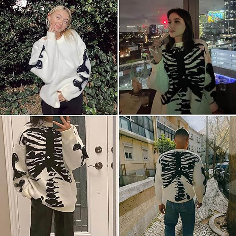 Beakey Mens Oversized Sweater Crewneck Long Sleeve Cable Knit Pullover-White