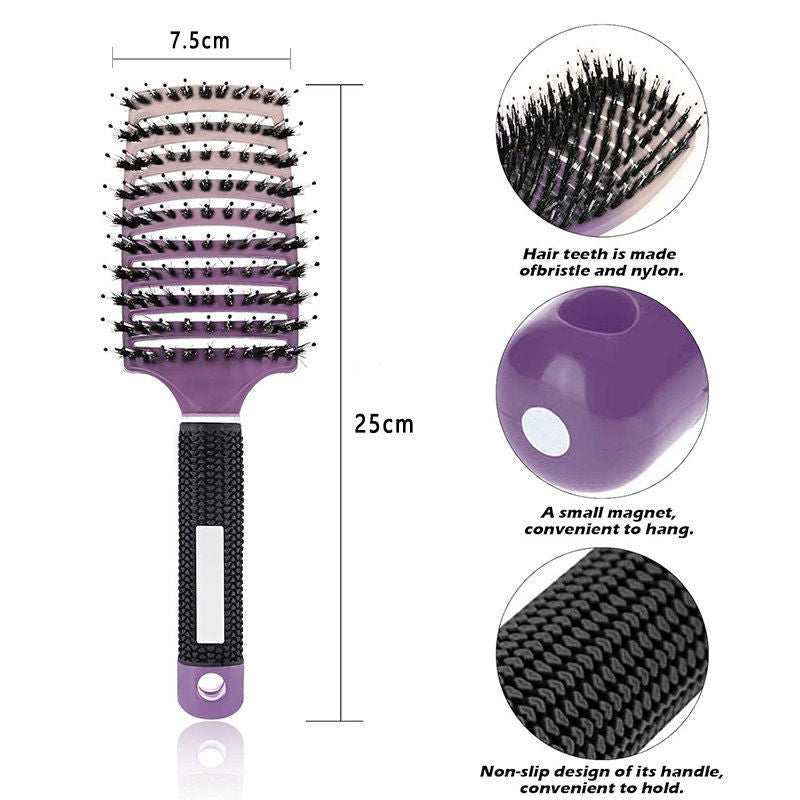 Beakey Hair Detangling Brush Fast Drying Styling Massage Hairbrush for Long Thick Curly Tangled Hair-GradientPink