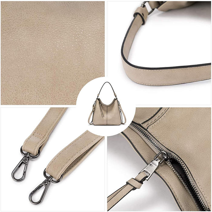 Beakey Handbags for Women Large Designer Ladies Hobo bag Bucket Purse Faux Leather-Creamwhite
