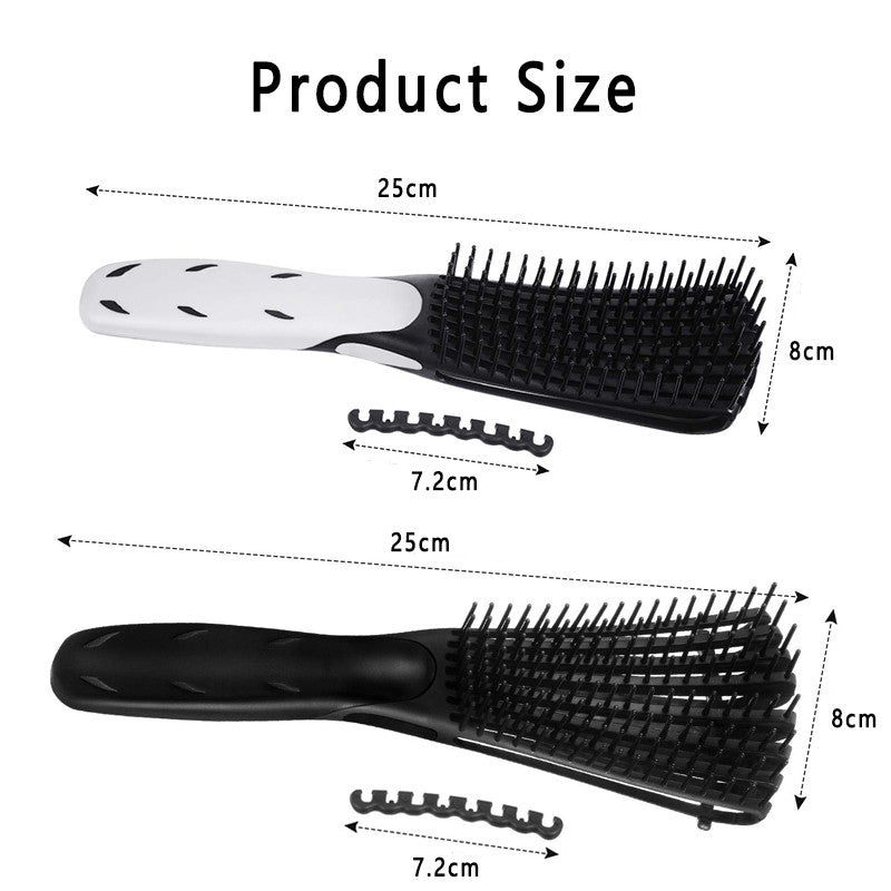 Beakey 2 Pack Detangling Brush for Curly Hair Detangler Brush for Wet Dry Long Thick Curly Hair-BlackWhite