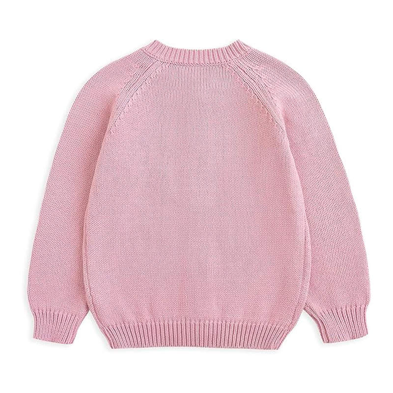 Beakey Toddlers Girls Sweater Embroidered Strawberry Knitted Cardigan-Pink