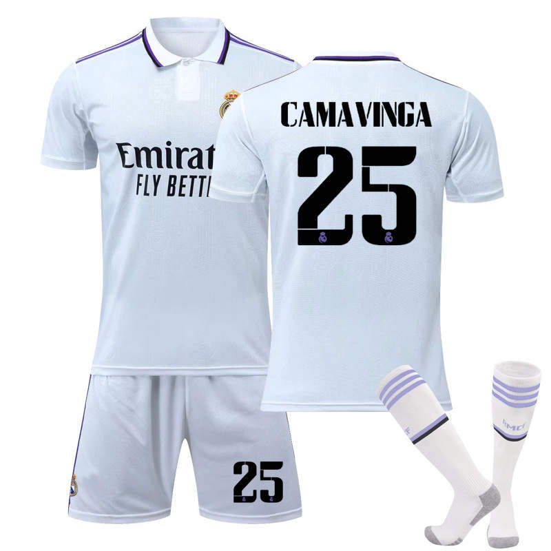 Beakey Real Madrid Home Jersey 2022-23 CAMAVINGA #25 Soccer Jersey Kids Adult 3-Pieces Jersey Kits