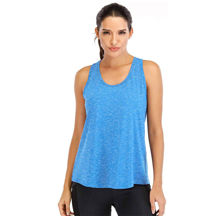 Beakey Workout Tops For Women Loose Fit Mesh Backless Quick-drying Vest-Blue-202088