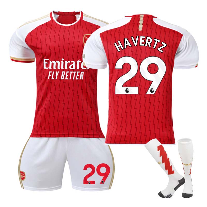 Beakey Arsenal F.C. Away Jersey HAVERTZ #29 Soccer Jersey Kids Adult 3Pcs Jersey Kits