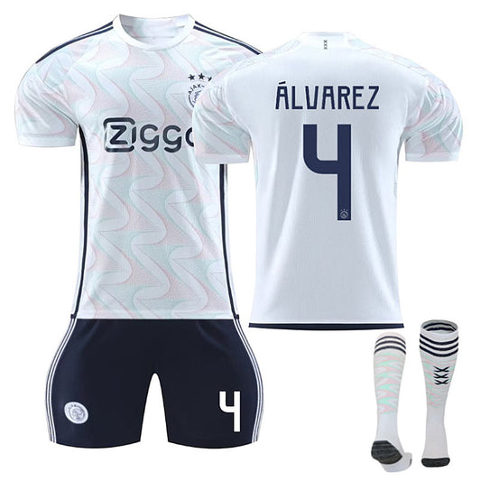 Beakey Ajax Away Jersey ALVAREZ #4 Soccer Jersey Kids Adult 3-Pieces Jersey Kits