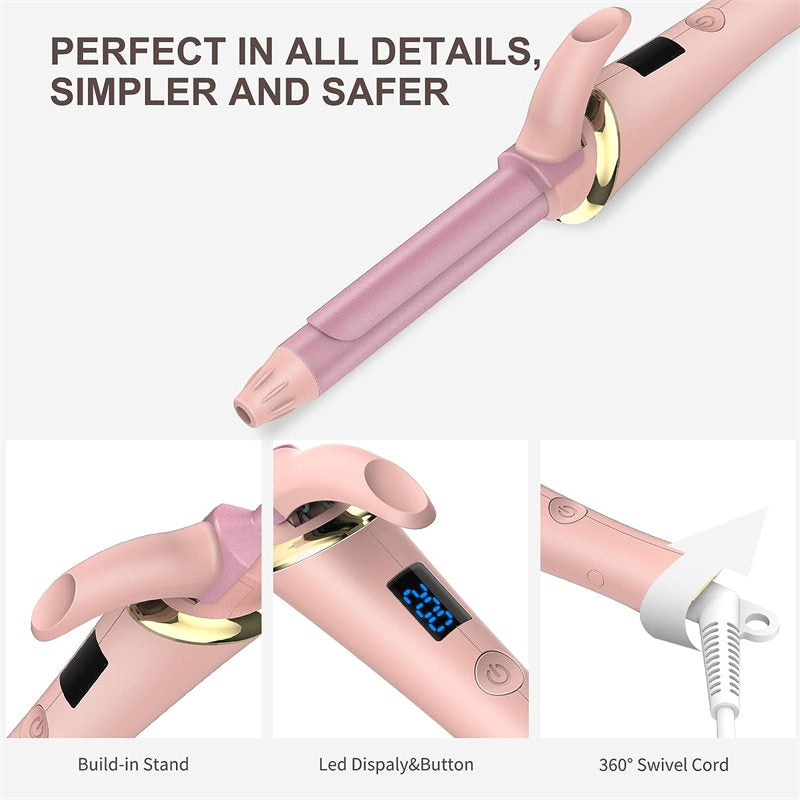 Beakey 1in Curling Iron LCD Display 5 Temps Fast Heat for Long & Short Hair