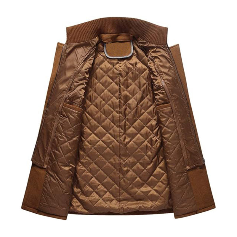 Beakey Mens Pea Coat Wool Blend Single Breasted Overcoat for Winter-Camel