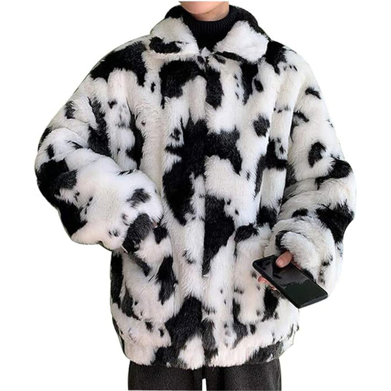 Beakey Faux Fur Jackets for Men Warm Zip up Oversize Outwear Winter