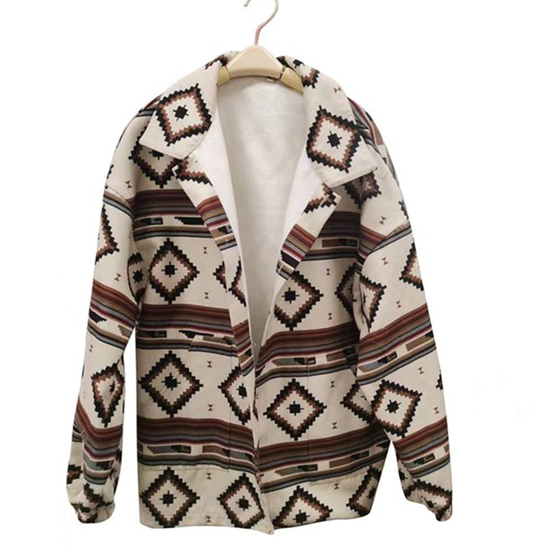 Beakey Mens Aztec Pattern Jacket for Men Label Button Down Shirt Coat